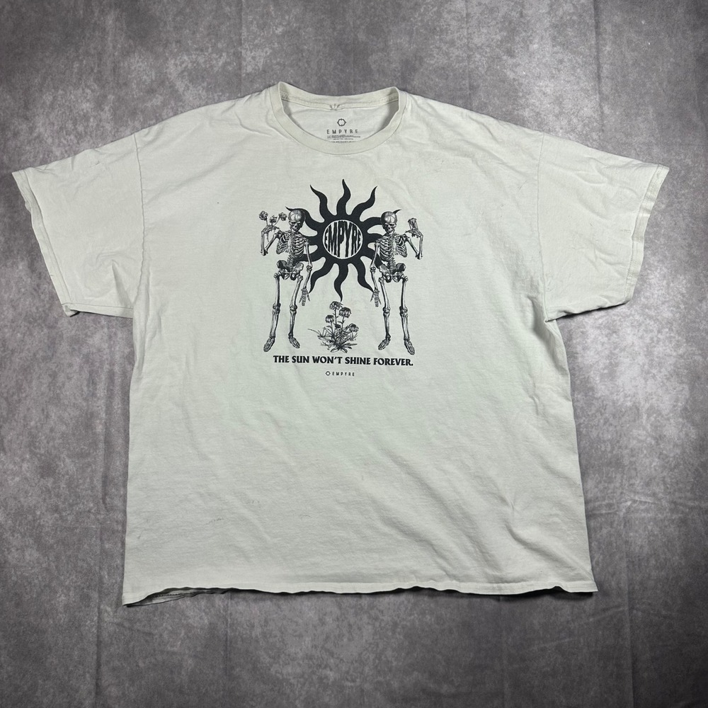 Empyre Sun Wont Shine Forever Skeleton Graphic Tee Off White XXL 2XL Distressed